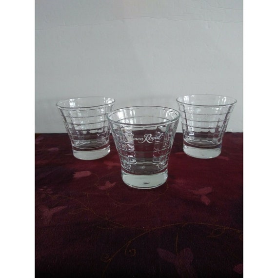 Set of 3 Crown Royal Rocks Glass With Square Tile Texture Design