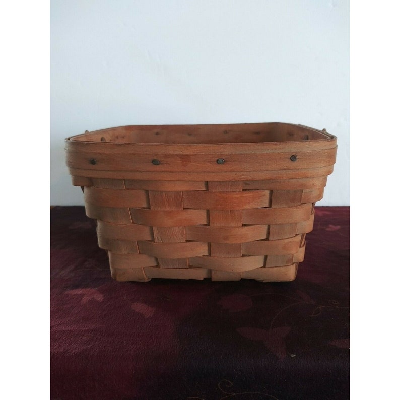 Vintage Longaberger Square Basket With Swing Handle 1987 Etsy