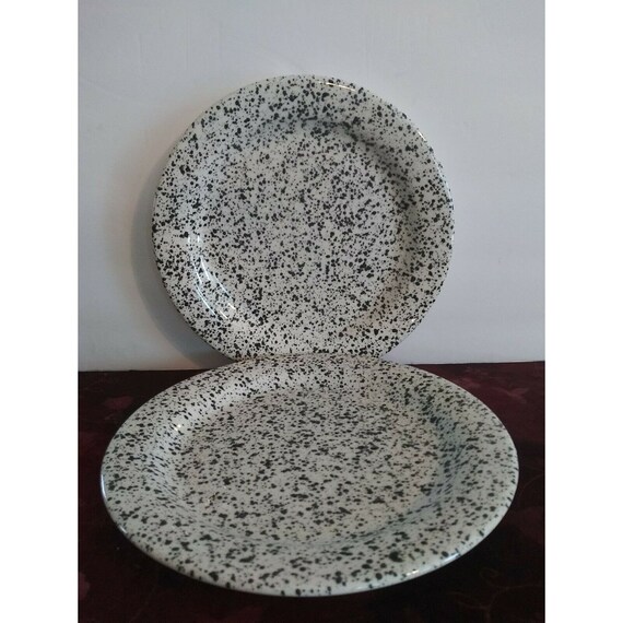 Cipa Porcellana Black Speckled Dinner Plates Set of 2 Italy Etsy