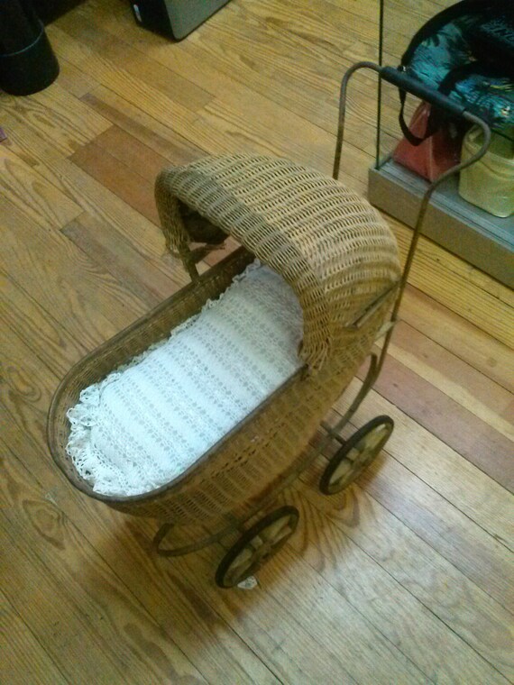 antique wicker doll buggy value