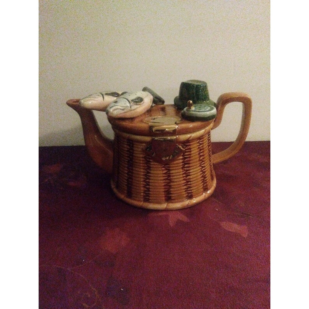 Fishing Creel Teapot by Richard Parrington Figural Vtg 1995 Etsy