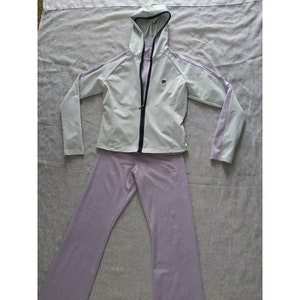 Women&#39;s Vintage Fila 3 Piece Warm Up Suit Light Purple Gray Full Zip