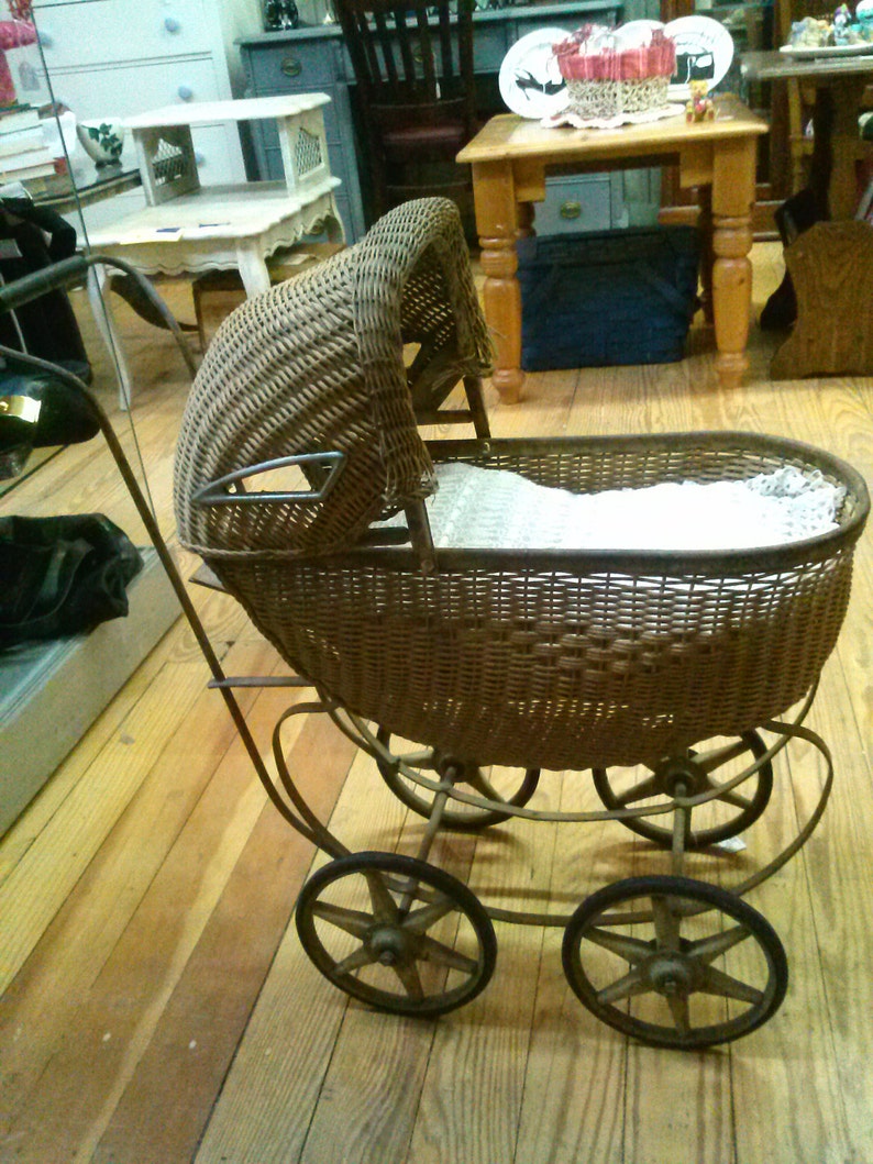 Antique Wicker Baby Doll Buggy Stroller Etsy