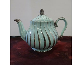 RARE Sadler Mint And Silver Swirled Teapot 2737