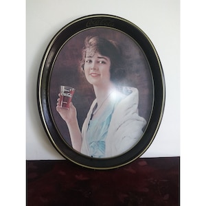 Vintage 1983 Ohio Art Company Coca-Cola Oval Blech Tablett Flapper Girl