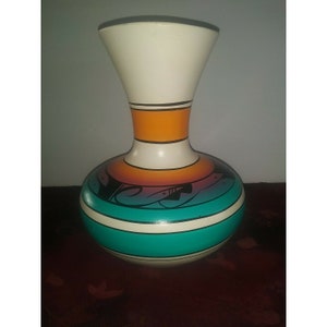 Vintage Navajo Vase Hand Painted Signed Black