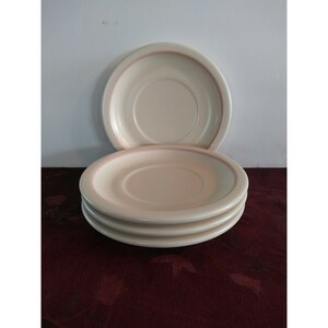 Pfaltzgraff Serendipity Saucers 6&quot; Pink Trim Set of 4