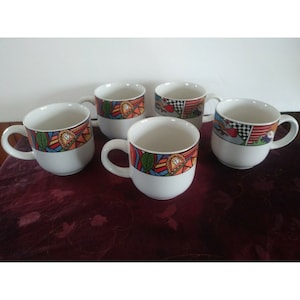 Set Of 5 Vitromaster Metropolitan 1991 Coffee Mugs