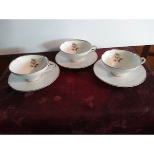 3 Vintage Saladmaster Estate Remembrance Cup &Saucers Porcelain Bavaria Germany