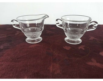 Vintage Duncan Miller Teardrop Creamer Sugar Clear Depression Glass