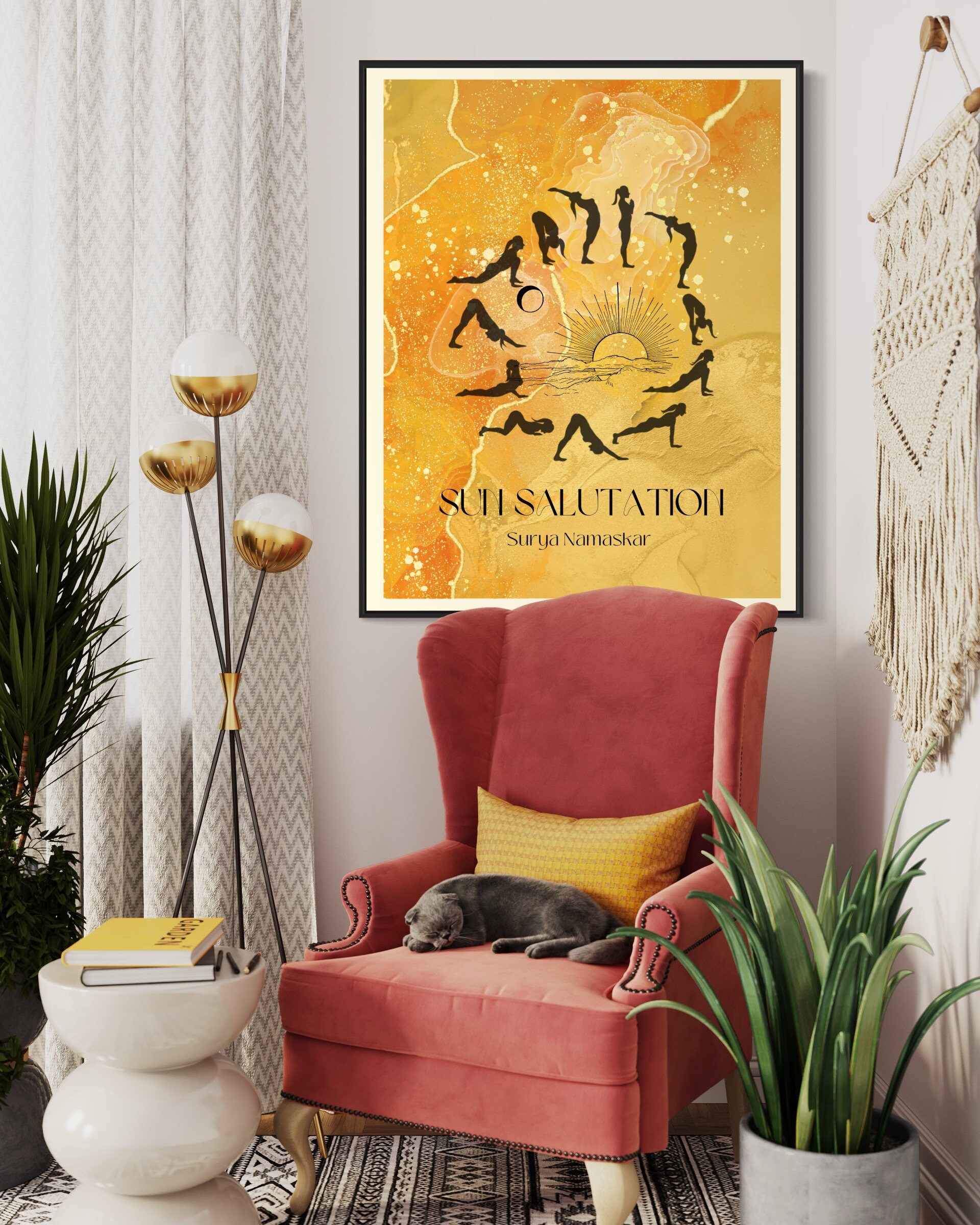 Sun Salutation Matte Poster Art Piece & Visual Guide Reference, Yoga ...
