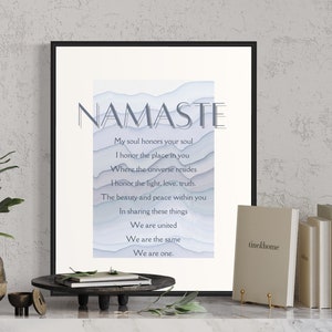 Namaste Mantra Citation Art, Yoga, Calming, Paix, Studio de méditation, Décor de routine du matin, Manifestation, Gratitude Aquarelle