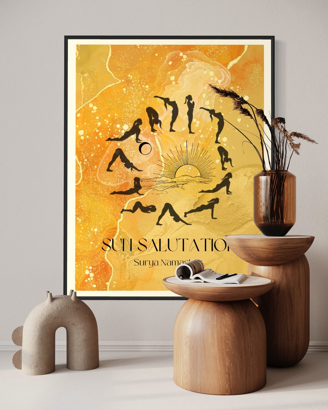 Sun Salutation Matte Poster Art Piece & Visual Guide Reference, Yoga ...