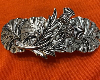 Celtic Thistle Hair Clip Scottish Antiqued Silver