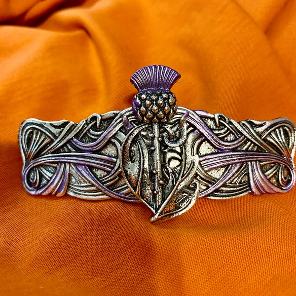 Thistle Hair Clip Celtic Barrette Art Deco Style French Style Hair Clip by Kenneth Mack Jewelry