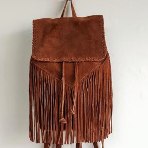 Genuine Suede Fringe Boho Backpack BARGANZA Etsy