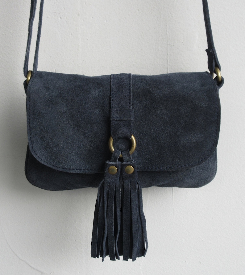 Suede Tassel Crossbody Bag / Genuine Suede Handmade BARGANZA Etsy