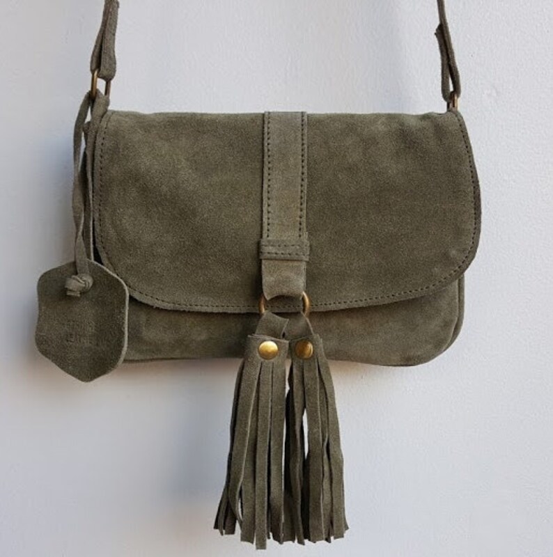 Suede Tassel Crossbody Bag / Genuine Suede Handmade BARGANZA Etsy