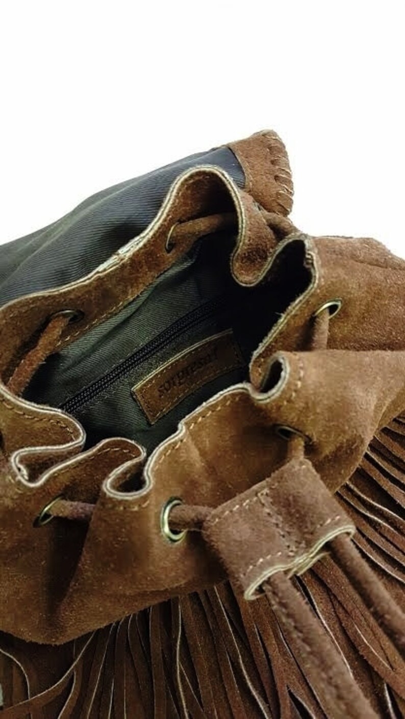 Genuine Suede Fringe Boho Backpack BARGANZA Etsy