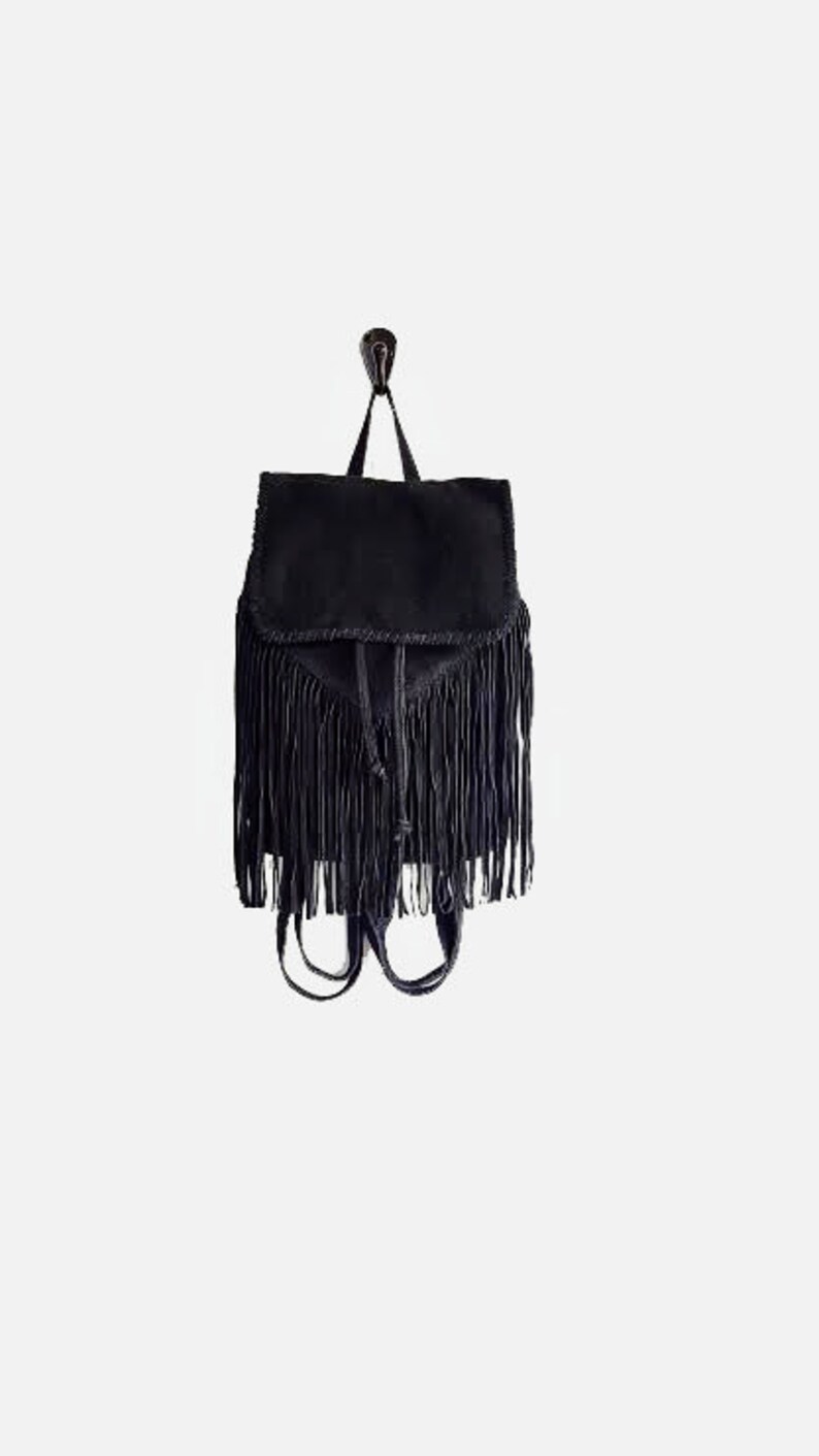 Genuine Suede Fringe Boho Backpack BARGANZA Etsy