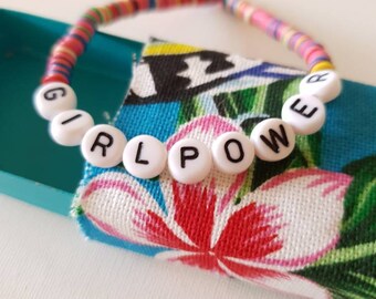 Tailor-made feminist "girl power" message bracelet