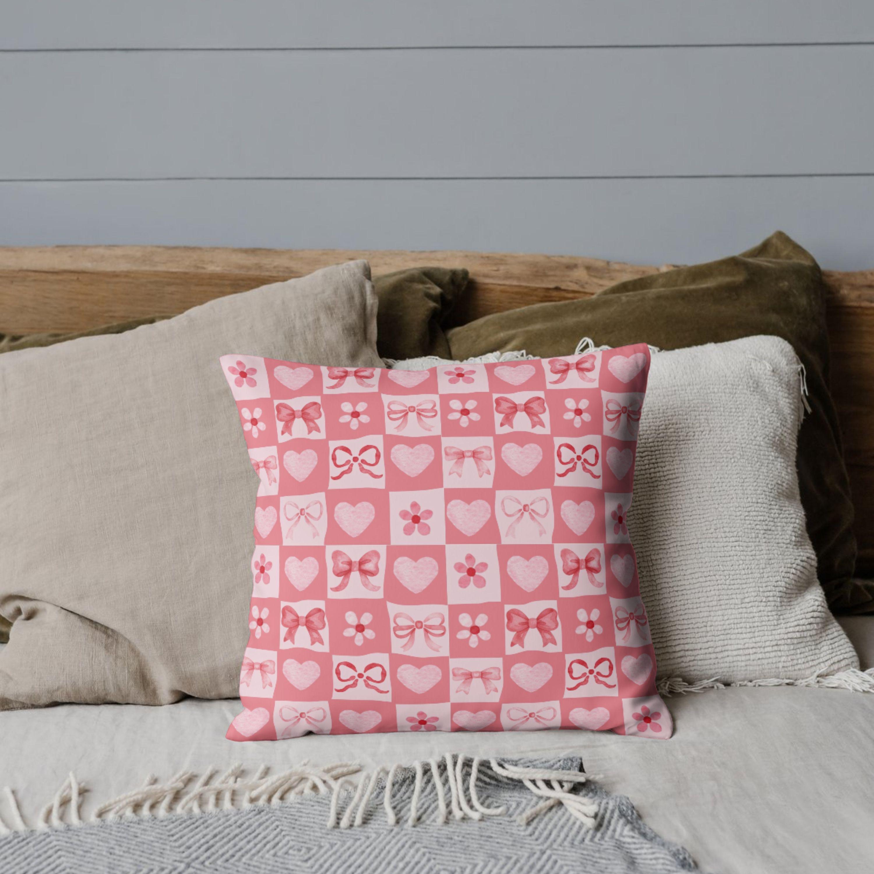 Pink Bow and Heart Seamless Pattern JPG, Cute Valentine Digital Paper ...