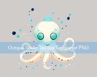 Octopus Under The Sea, Clipart , 1 file, Instant Digital Download, PNG