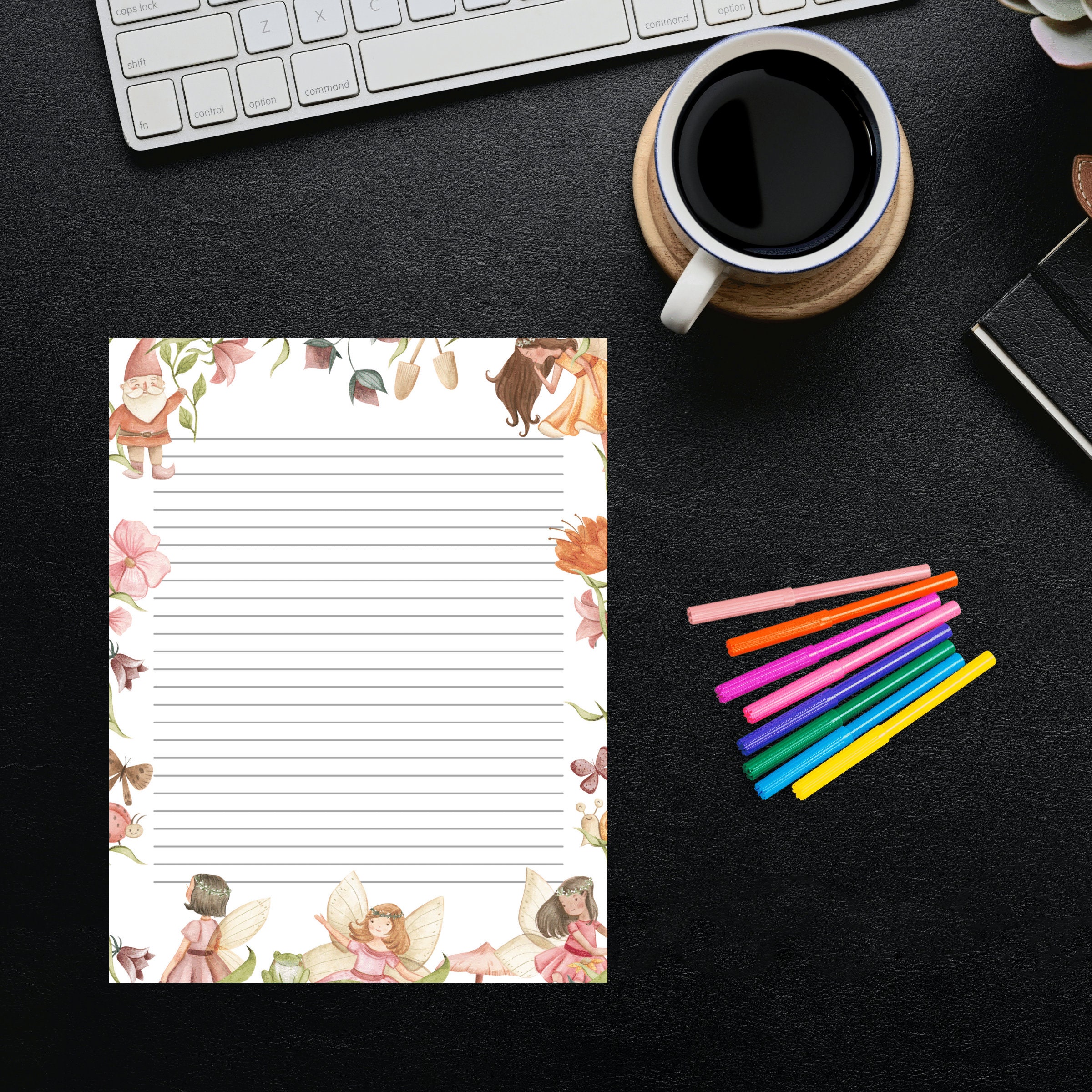 Fairy Note Paper, Garden Stationery, Printable Journal Paper