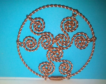 Set of 3 Copper Triskelion Coil Tensor Rings: Earth Resonance