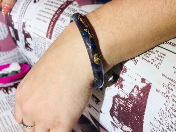 EMF protection Orgone energy bracelet with silver Triskelion & natural lapis lazuli stones Made in USA 