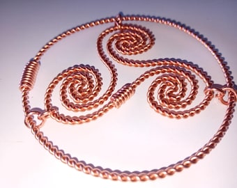 Copper Triskelion Tensor Ring: Wheel of Life Design