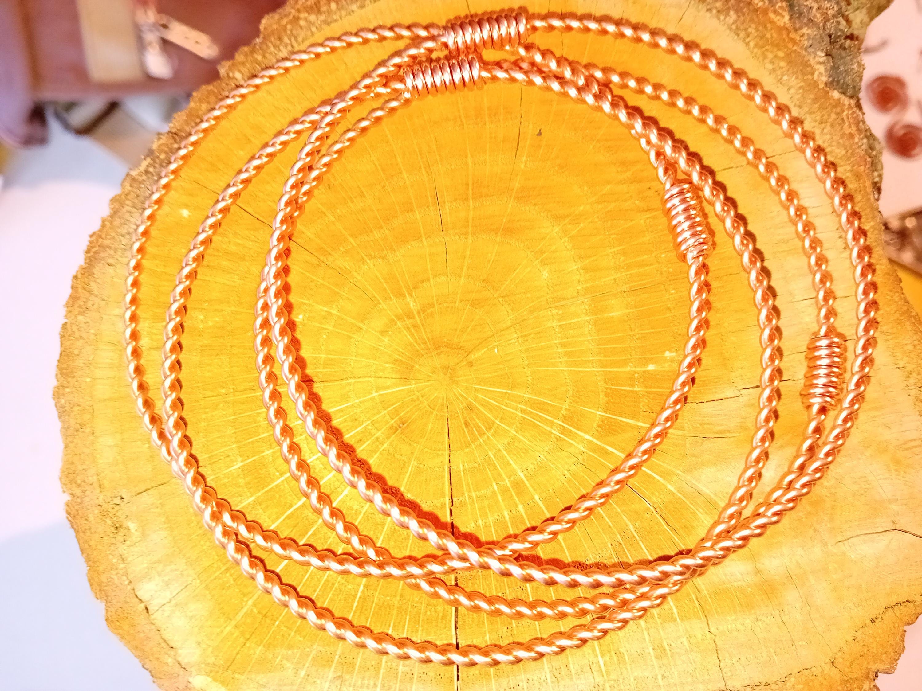 Set of 5 Tensor Rings Energetic Wrist Bracelet as Bare Copper - Light Life Ring - Plasma Technology