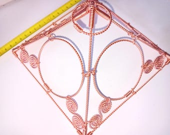 Giza Copper Pyramid, ElectroCulture Garden Sculpture, Tensor Rings & Khaleme Coils, Sacred Geometry, Meditation, Yoga Decor