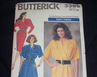 Butterick Misses' Dress - Shawl Collar circa 1989 Sewing Pattern