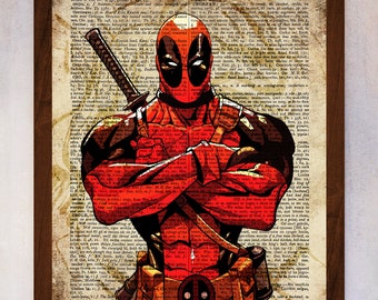 Deadpool Art Printable Deadpool Wall Art Book Page Print Etsy