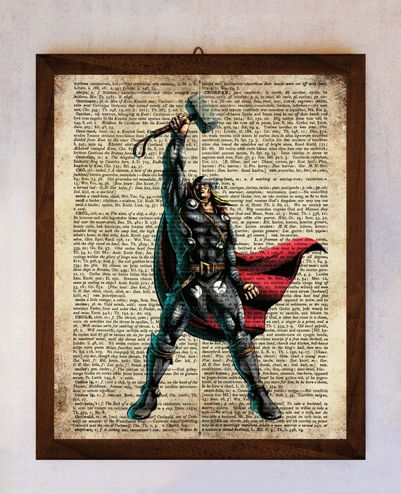 Thor poster Thor wall art Vintage dictionary print Thor Etsy