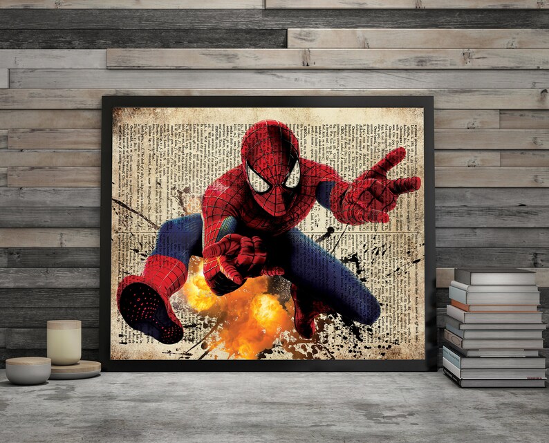 Spiderman Art Printable Spiderman Wall Art Book Page Print Etsy