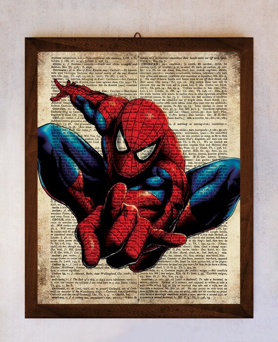 Spiderman Art Printable Spiderman Wall Art Book Page Print | Etsy