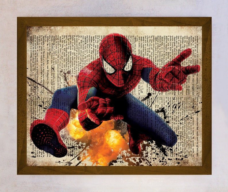 Spiderman Art Printable Spiderman Wall Art Book Page Print Etsy
