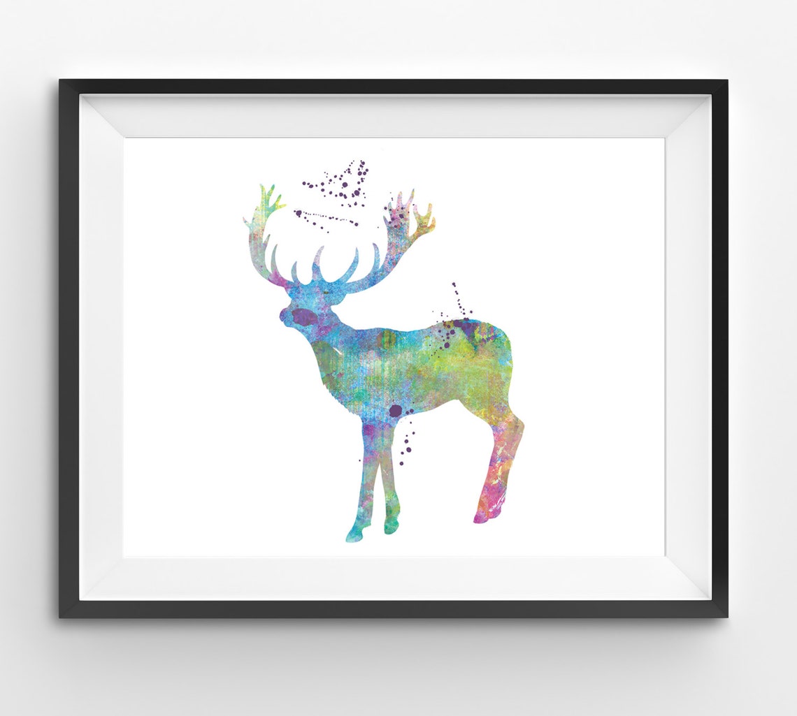 Colorful Reindeer Watercolor Print Reindeer Print Reindeer | Etsy