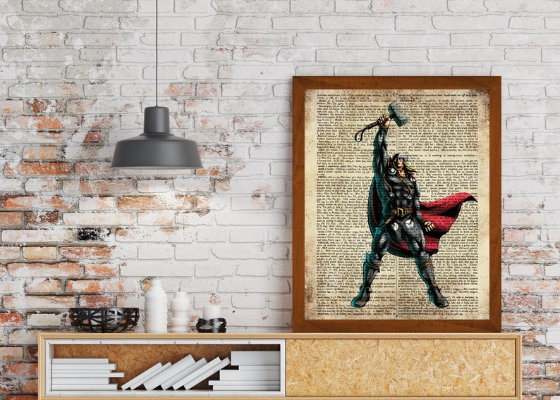 Thor poster Thor wall art Vintage dictionary print Thor Etsy