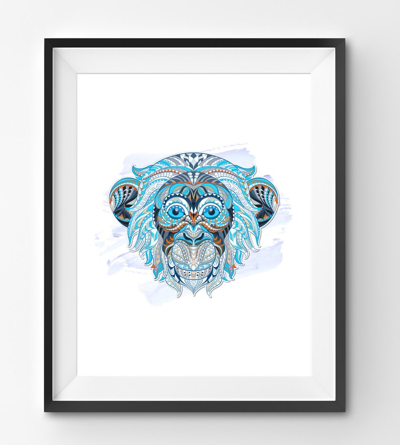 Colorful Monkey Art Monkey Wall Art Mosaic Monkey Print Etsy