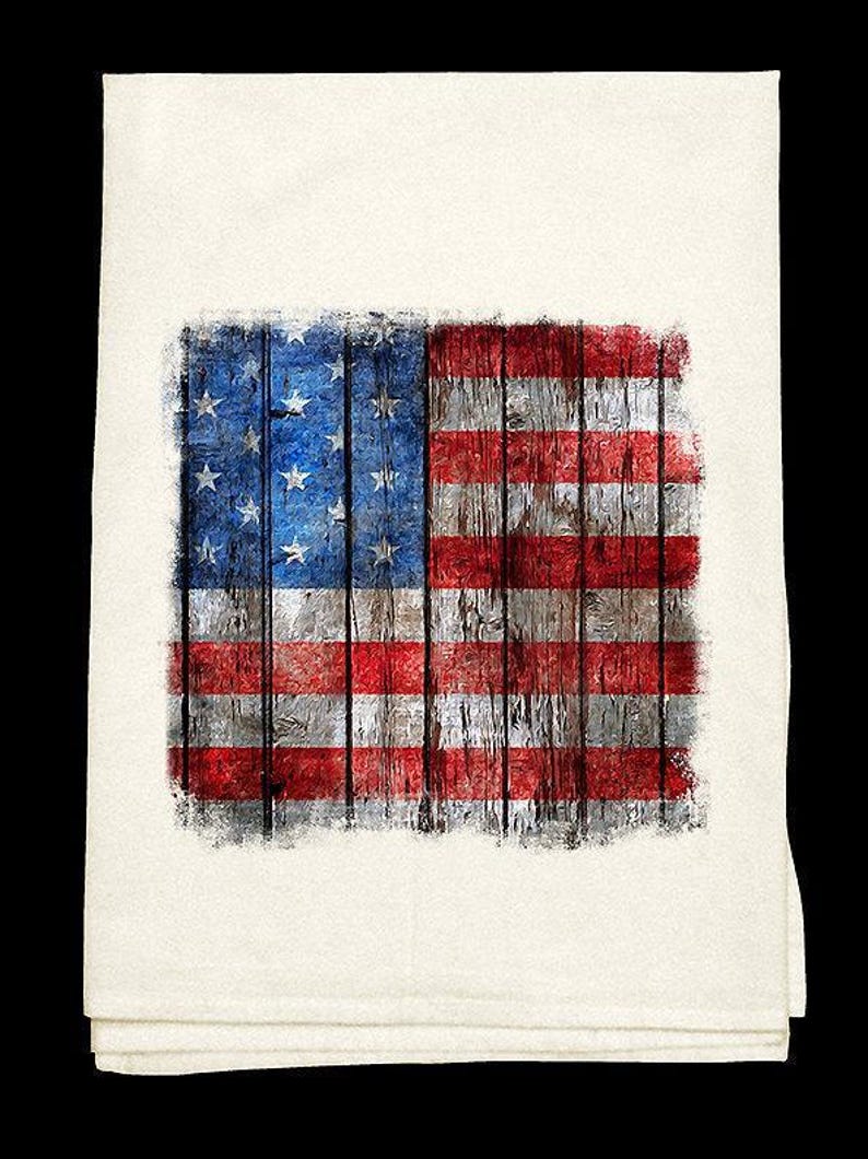 Red White Blue Kitchen Towel: Patriotic Flour Sack Style, Soft Breathable Cotton (30x30 Inches, Pre-Shrunk, USA Made) image 2