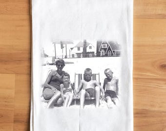 Custom Photo Towel: Personalized Father’s Day Gift and Classic Flour Sack Towel Family Keepsake