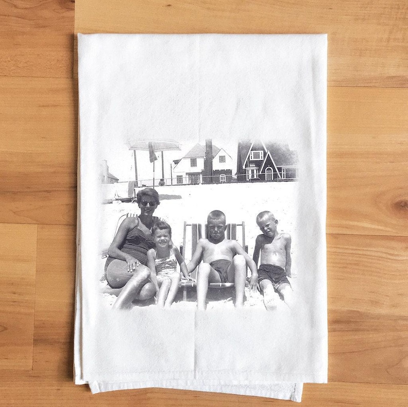 Custom Photo Tea Towel: Personalized Gift and Classic Flour Sack Towel Family Keepsake image 1