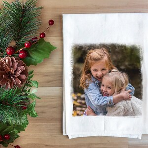 Custom Photo Tea Towel: Personalized Gift and Classic Flour Sack Towel Family Keepsake image 2