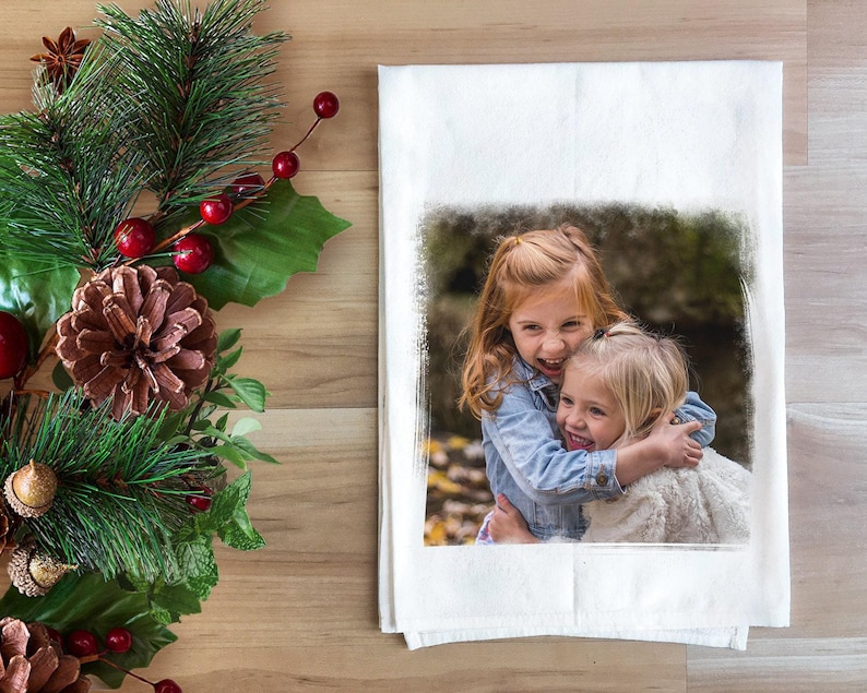 Custom Photo Tea Towel: Personalized Gift and Classic Flour Sack Towel Family Keepsake image 2