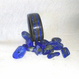 Gray Ebony and Lapis Lazuli bent wood ring image 2