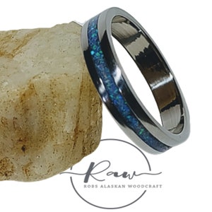 Blue Opal Titanium Ring