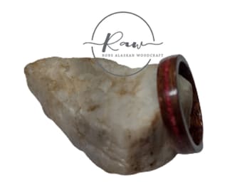 Sapele and Red Stone Bent Wood Ring